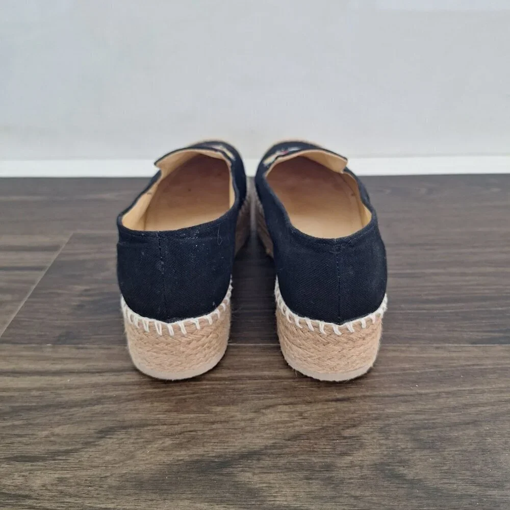 💙 Carlo Cambuston Natural Materials Slip Espadrilles Platform Embroidered Size